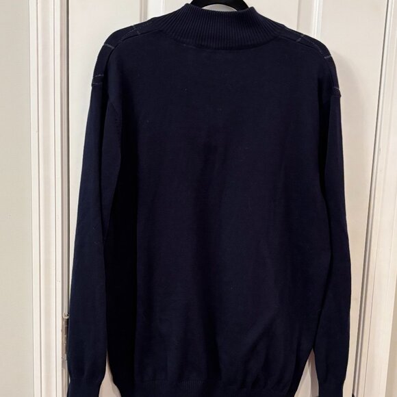 Alan Flusser Extra Large (XL) Navy Blue Quarter Zip Sweater Pullover - Picture 2 of 4